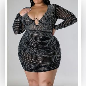 Plus size black bling dress
